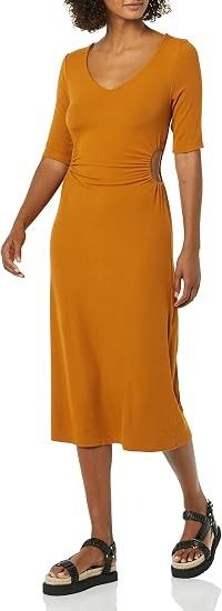 Orange Midi Dress With Side Cutout image 2